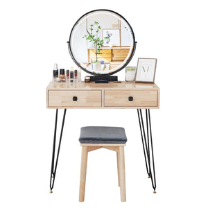 Vanity Makeup Table Set With Adjustable Lighted Mirror With Free Make-Up Organizer
