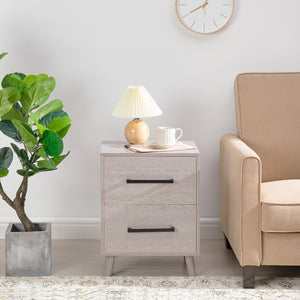 Modern Wood Nightstand with 2 Drawers and Solid Wood Legs, 1PCS