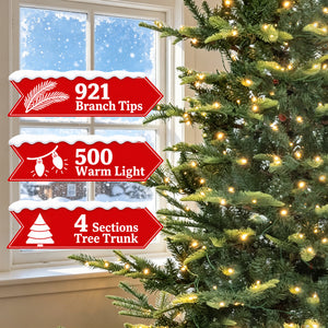 SweetGO Lujan 7.5 ft Nordic Pre-Lit Christmas Tree, 700 Warm Lights