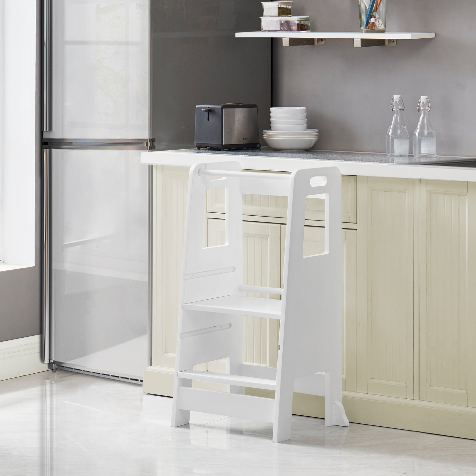 Kid Step On It Stool-White