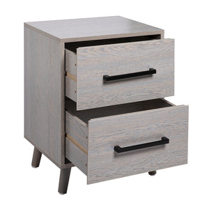 Modern Wood Nightstand with 2 Drawers and Solid Wood Legs, 1PCS