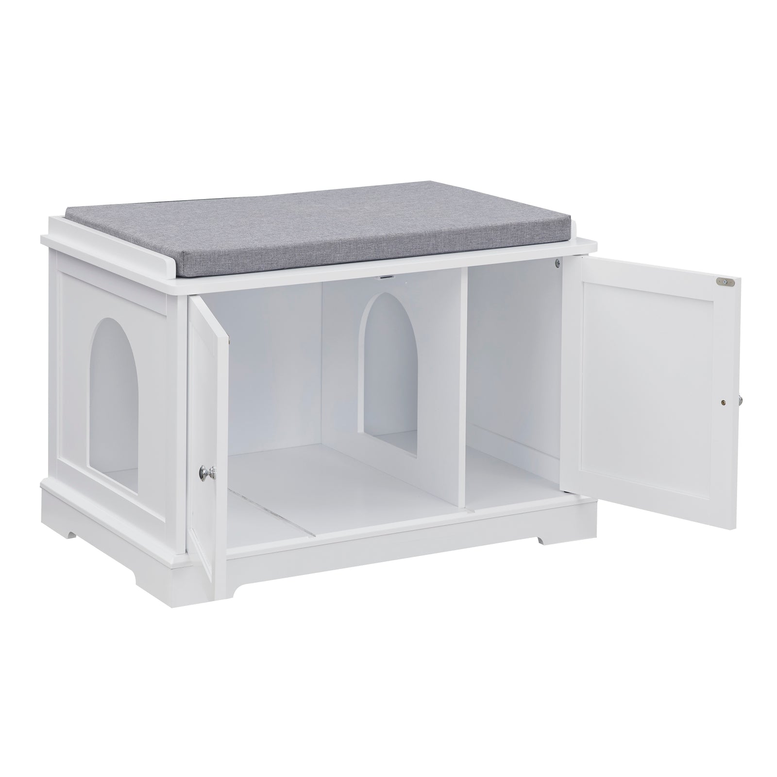 Cat Washroom Storage Bench-White