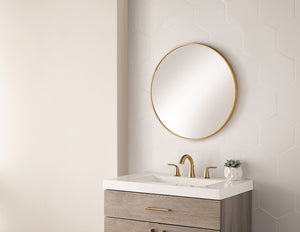 Aluminum Frame Wall-Mounted Round Mirror-Gold