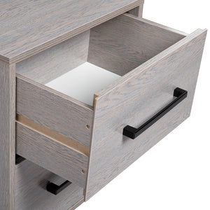 Set of 2 Modern Wood Nightstand with 2 Drawers and Solid Wood Legs