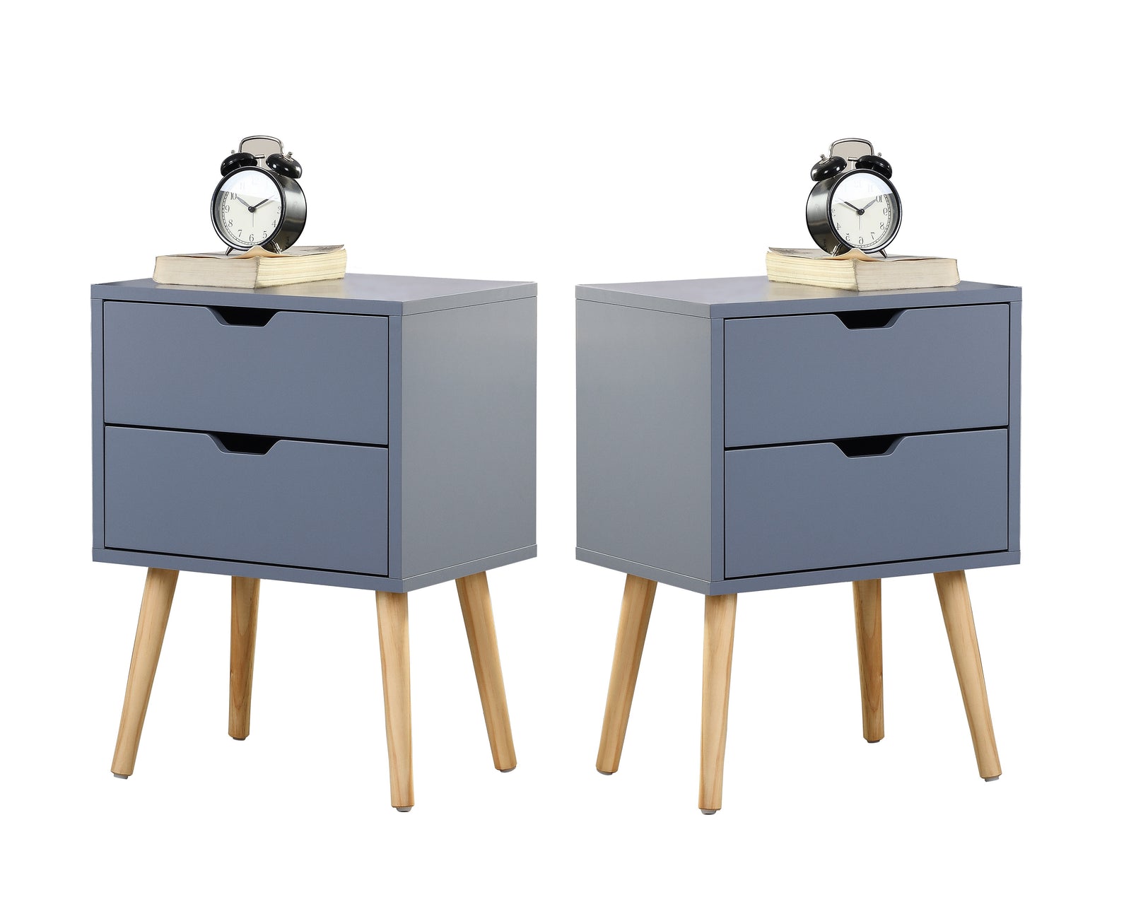 2 - Drawer Solid Wood Nightstand- Light Gray（2 pcs/ctn）